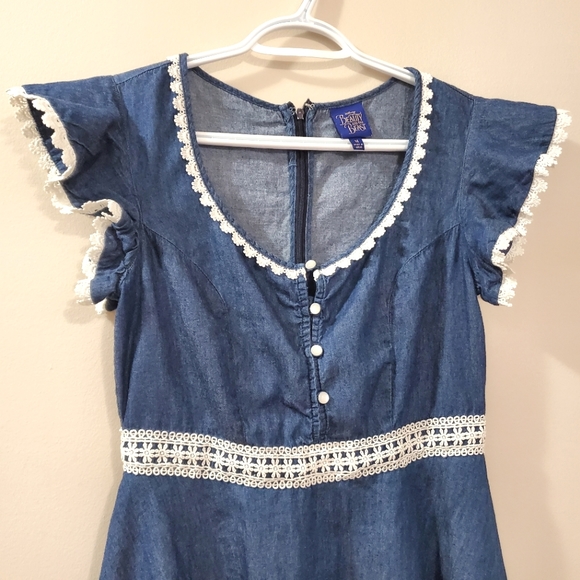 Beauty & The Beast - Belle inspired denim chambray dress with flutter sleeves - Picture 6 of 9